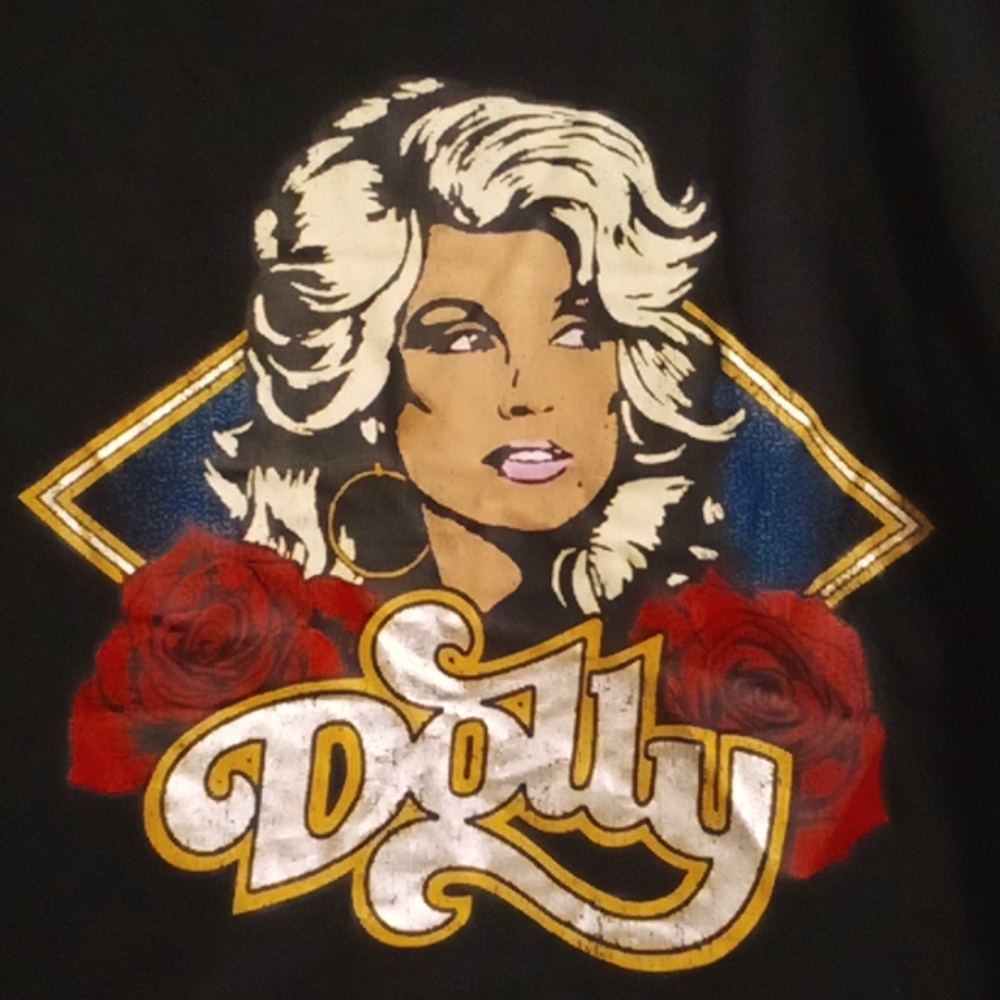 Dolly Parton Graphic T Shirt Red Roses & Shiny Reflective name Size 2X NWT